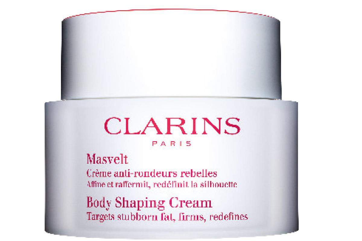Die „Masvelt“-Crème von Clarins (svelte, frz. = schlank) soll bei Massagen gegen Pölsterchen wirken (53 Euro).