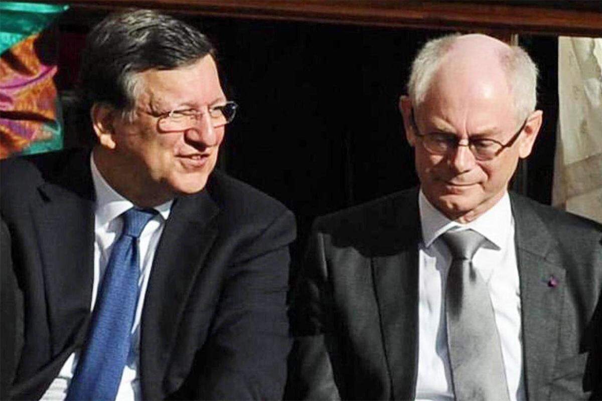Jose Manuel Barroso, der Präsident der Europäischen Kommision (L) and der Präsident des Europäischen Parlaments Herman Van Rompuy.