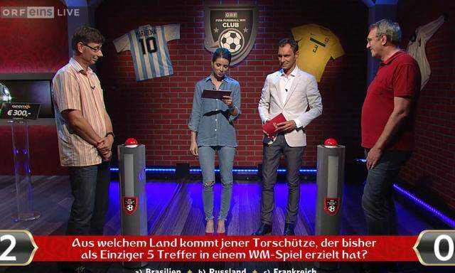 Peinliche Situationen im WM-Quiz der ORF Live-Sendung "WM-Club"