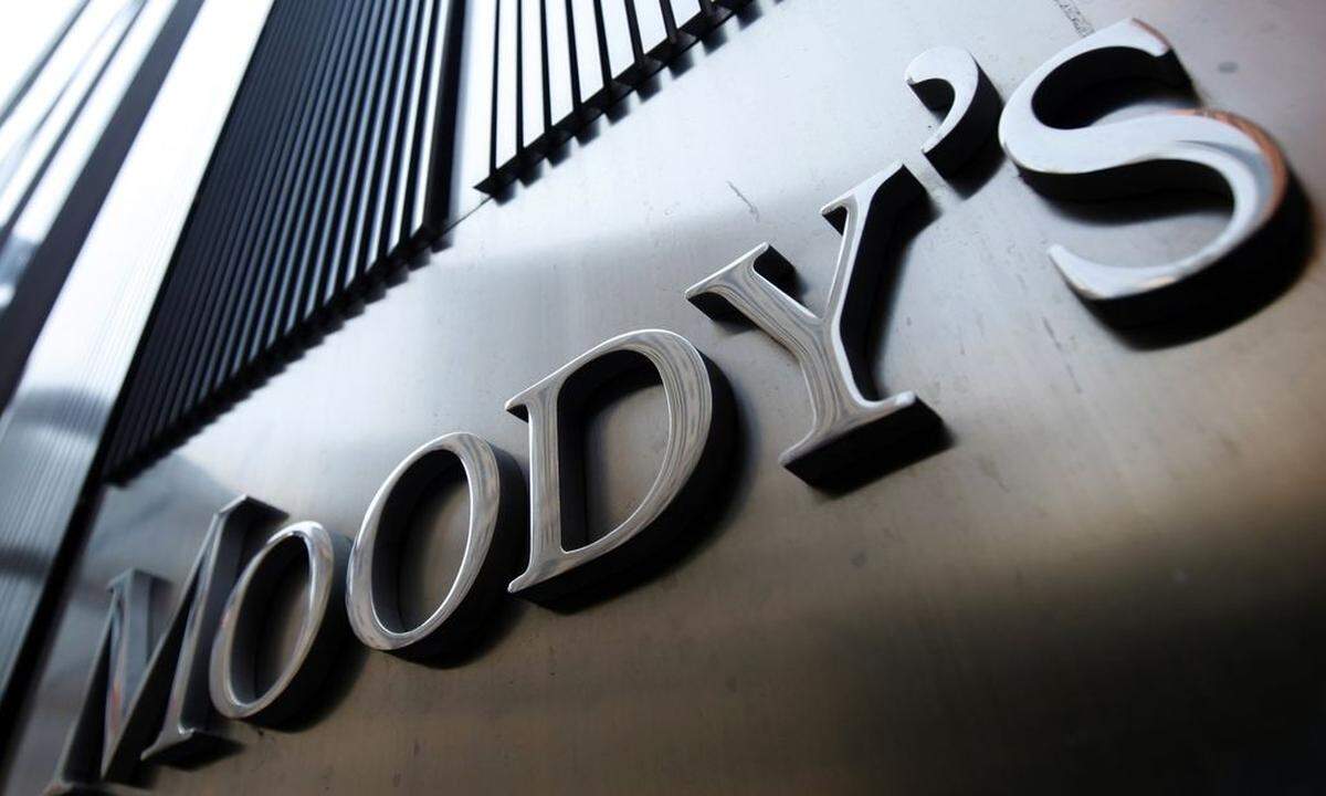 File photo showing Moody's sign on 7 World Trade Center tower in New York