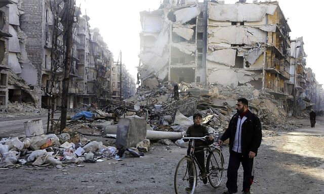 Die syrische Stadt Aleppo ist komplett zerstört.