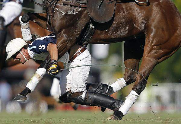 Emiliano Lasalvia, Argentinien, La Naci n Am 1. Dezember stürzt Pablo MacDonough während der offenen argentinischen Polo-Meisterschaften. Seit 1893 jährlich ausgetragen und Teil des internationalen Polo Grand Slams sind dies die wichtigsten Polo-Meisterschaften der Welt auf Vereinsebene. MacDonough war individuell Fünfter auf der Weltrangliste. Sein Team, La Dolfina, gewann die Meisterschaft. Reiter und Pferd übertstanden den Unfall gut.