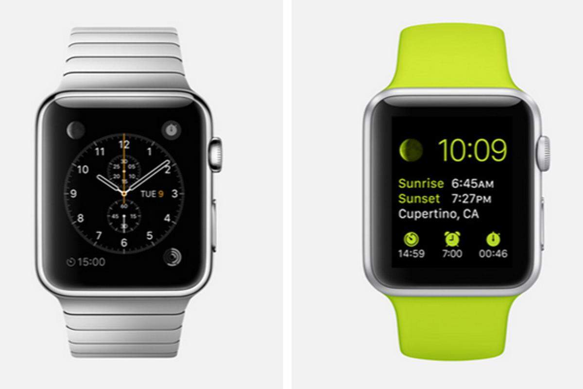 Insgesamt drei verschiedene Versionen hat Apple in petto. Die Apple Watch und die Apple Watch Sport gibt es in zwei verschiedenen Größen zur Auswahl, entweder mit 38 Millimeter Höhe oder 42 Millimeter Höhe Gehäuse. Besonders für zierliche Armgelenke ein Vorteil gegenüber den Modellen der Konkurrenz.
