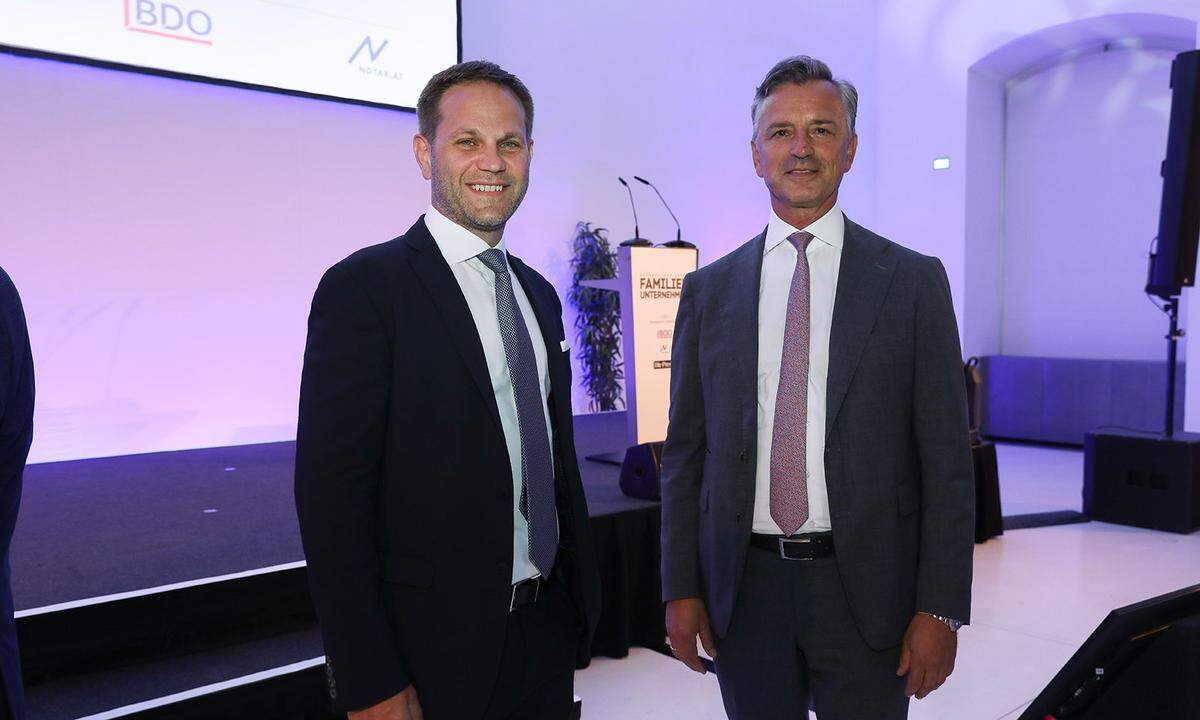 Unger Steel-CEO Matthias Unger (l.) und Bankhaus Spängler-Vorstandssprecher Werner G. Zenz.