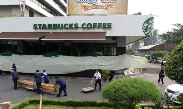 Der Tatort: das angegriffene Starbucks-Café in Jakarta