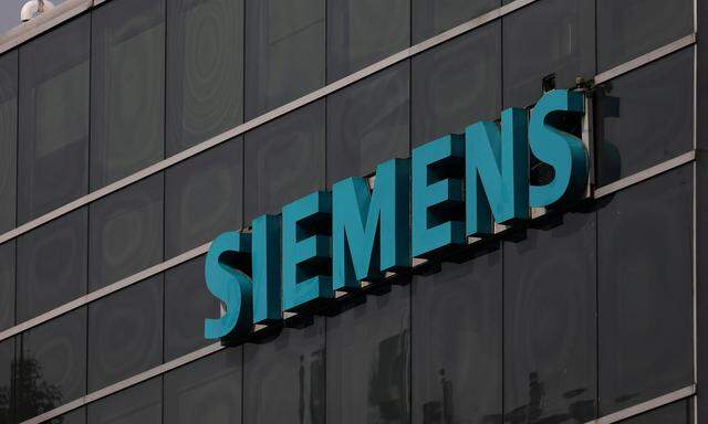 A logo of Siemens is pictured on a building in Mexico City
