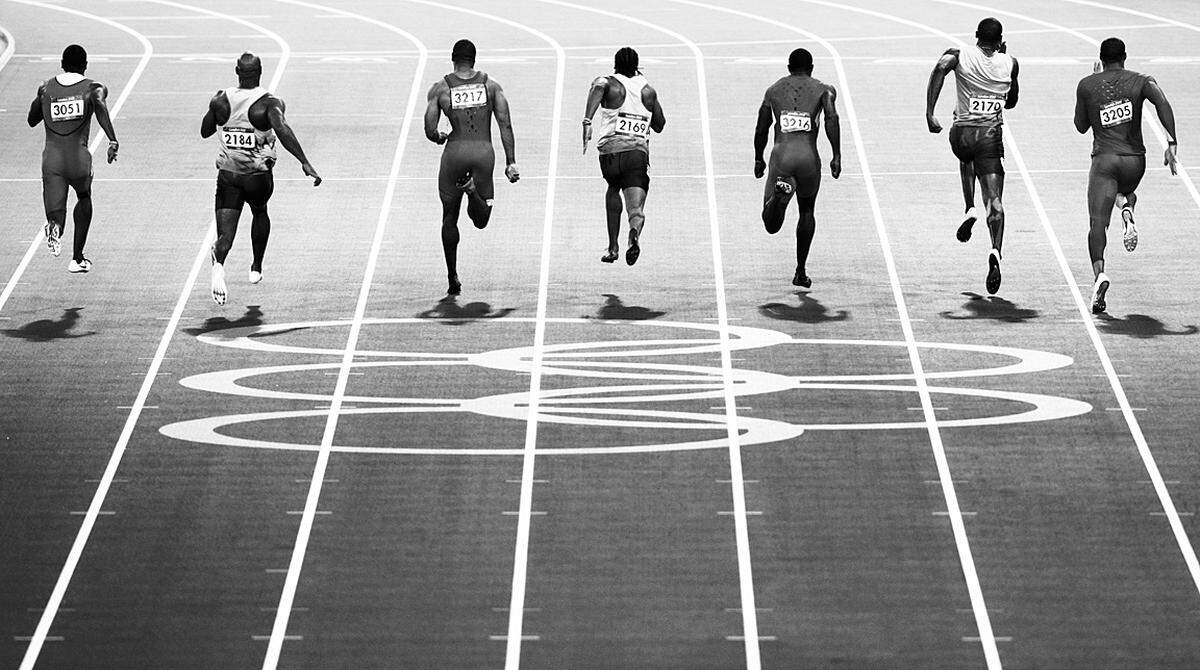 Sieger: Adam Pretty/Getty Images, AustralienOlympische Sommerspiele, London 2012: Usain Bolt (Jamaica) siegt auf der 100-Meter-Strecke.