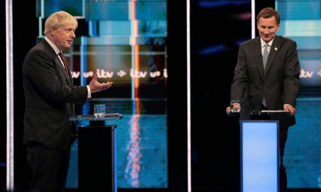 Hartes TV-Duell: Boris Johnson (links) und Außenminister Jeremy Hunt kämpfen um Premierposten.