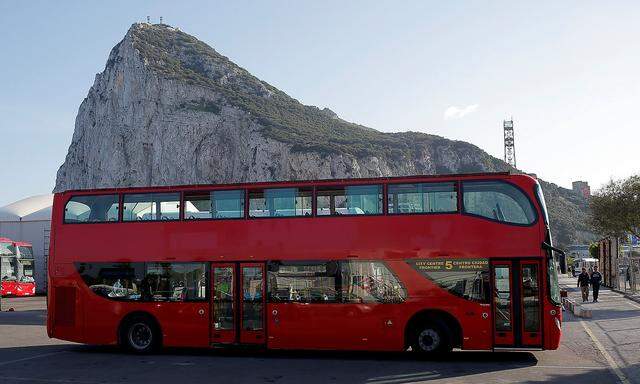 The Rock is seen near the border with Spain in the British overseas territory of Gibraltar