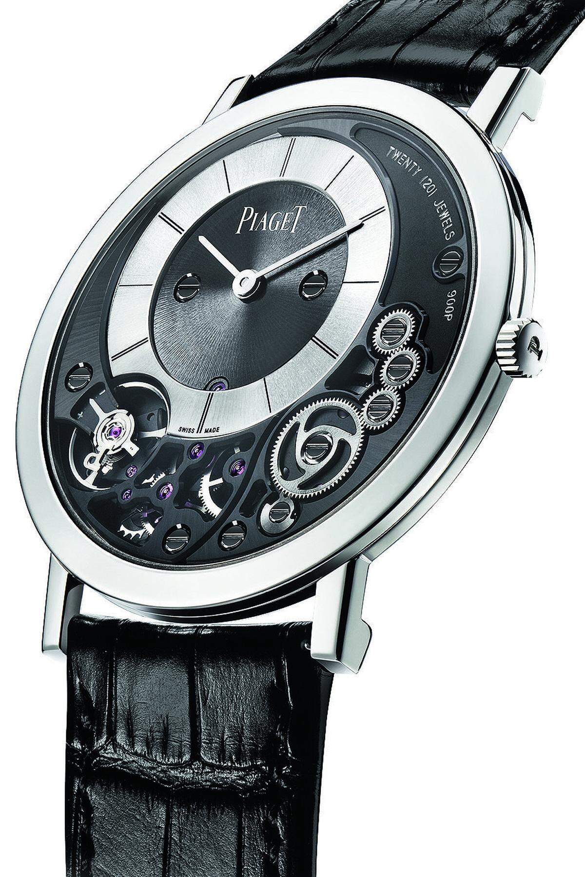 Piaget „Altiplano 38 mm“Die derzeit flachste Armbanduhr sieht umwerfend gut aus. Das ist Kino fürs Auge! Ein technisches Meisterwerk, dem wir viel Respekt zollen.