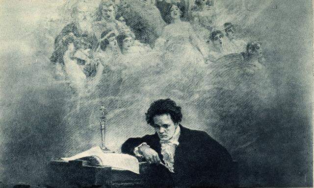 A. Temple, Komponist Ludwig van Beethoven bei der Arbeit