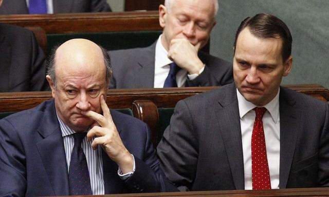 Zwei Belauschte (Archivbild): Ex-Finanzminister Jacek Rostowski und der aktuelle Außenminister Polens Radoslaw Sikorski. 