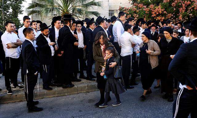 Mourners attend the funeral of Shechopek who was killed in a suspected Palestinian bomb attack in Jerusalem