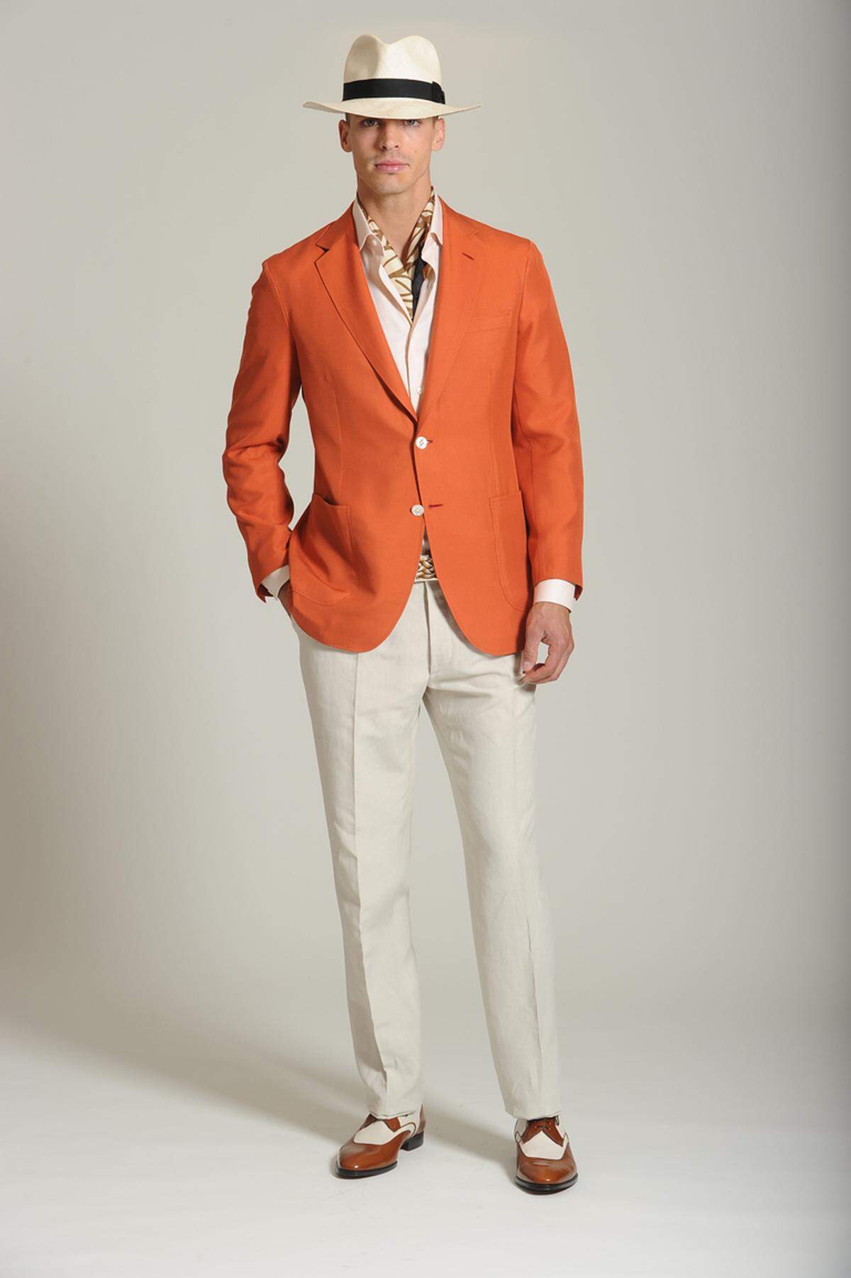 Den Dandy-Stil in Orange trägt man bei Brioni.