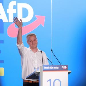 Petr Bystron anno 2023 bei einer Rede auf dem AfD-Bundesparteitag in Magdeburg.