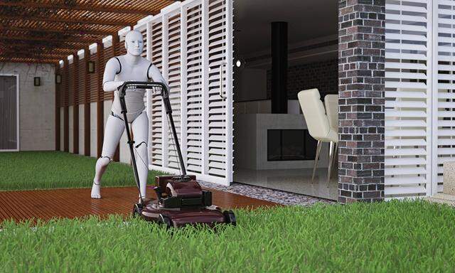 Roboter beim Rasenmähen (Symbolbild). 