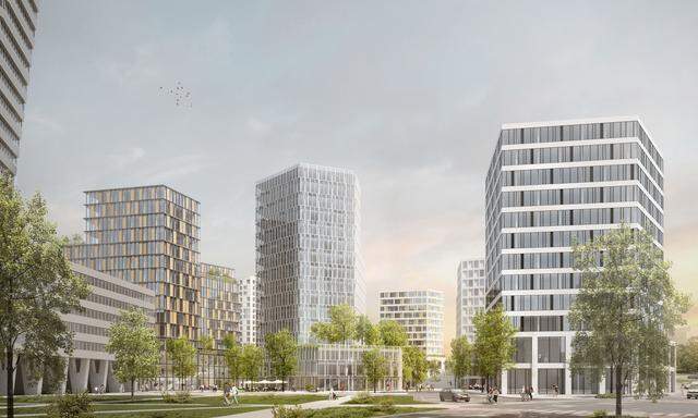 Visualisierung Post City Linz: Viel Grün soll den Nachhaltigkeitsanspruch unterstreichen