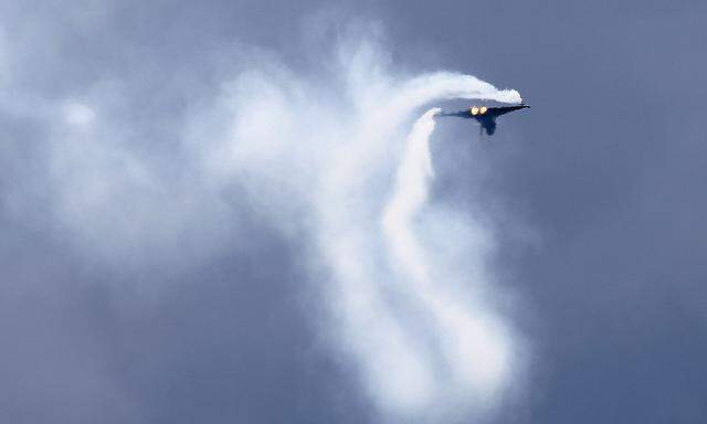 A Eurofighter Typhoon aircraft of Austrian Air force performs during the AirPower 13 air show at Hinterstoisser air base in Zeltweg