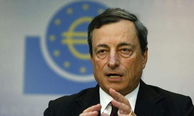 European Central Bank (ECB) President Mario Draghi speaks during the monthly ECB news conference in Frankfurt