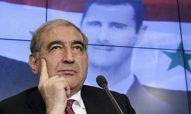 File picture shows Syria's Deputy PM for Economic Affairs Jamil at a news conference in Moscow