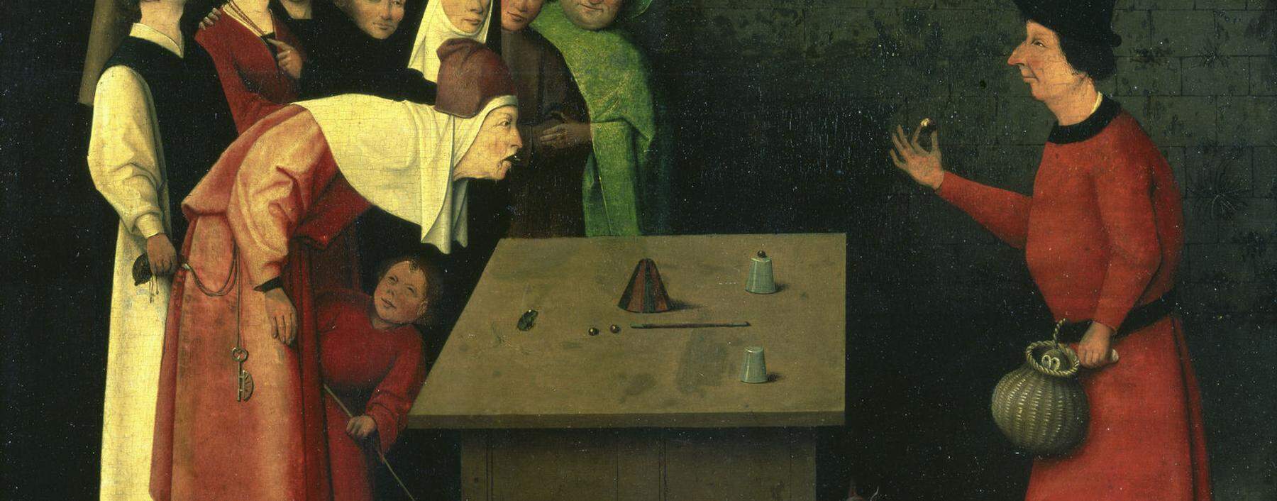 Hieronymus Bosch zeichnete im 15. Jahrhundert den Gaukler auf dem Jahrmarkt, der sein Publikum in den Bann zieht.