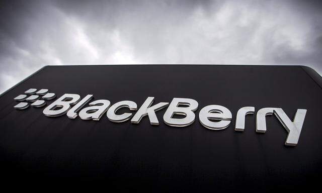 File photo of Blackberry sign seen in front of their offices on the day of their annual general meeting for shareholders in Waterloo