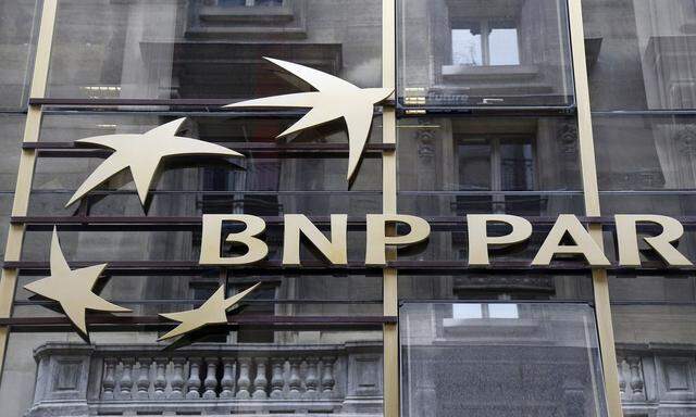 The logo of BNP Paribas is seen on a building in Paris