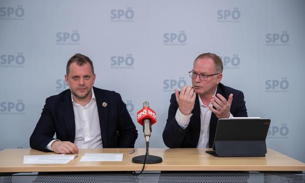 Archivbild einer Pressekonferenz der SPÖ Niederösterreich am 10. April. Links: Landesgeschäftsführer Wolfgang Zwander.