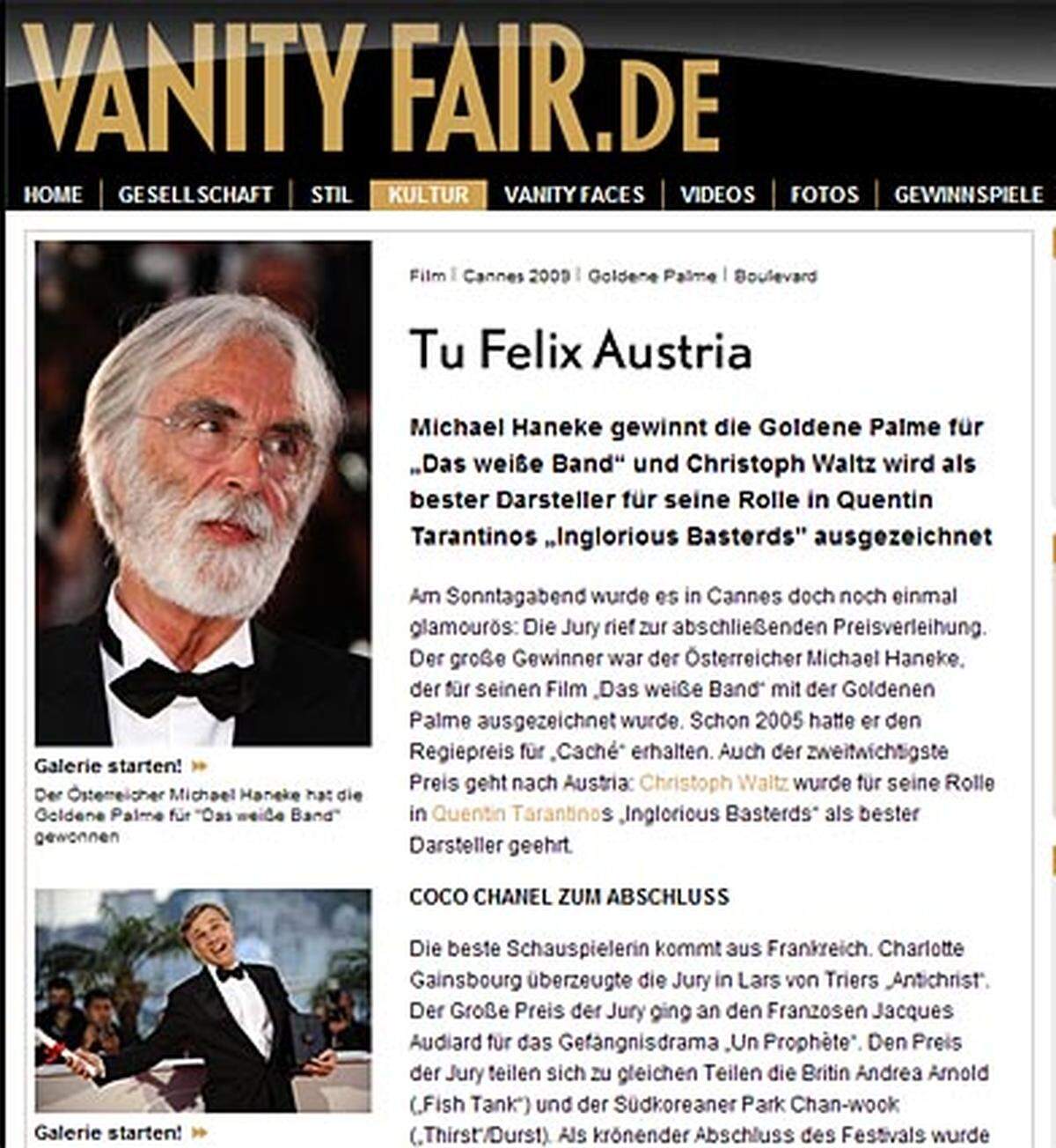 Ganz der österreichischen Tradition verschrieben hat sich die "Vanity Fair": Das "Tu felix Austria" kennt man doch schon aus dem kaiser-königlichen Tagen.