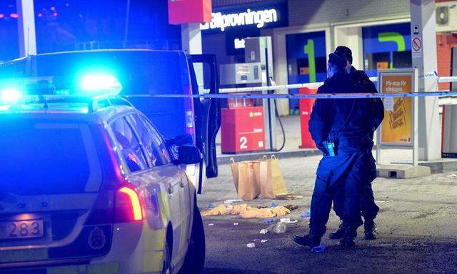 Der Tatort der Schießerei in Stockholm vor vier Tagen