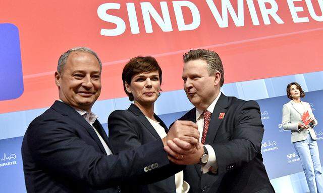 EU-Spitzenkandidat Andreas Schieder, SPÖ-Chefin Pamela-Rendi Wagner und Wiens Bürgermeister Michael Ludwig