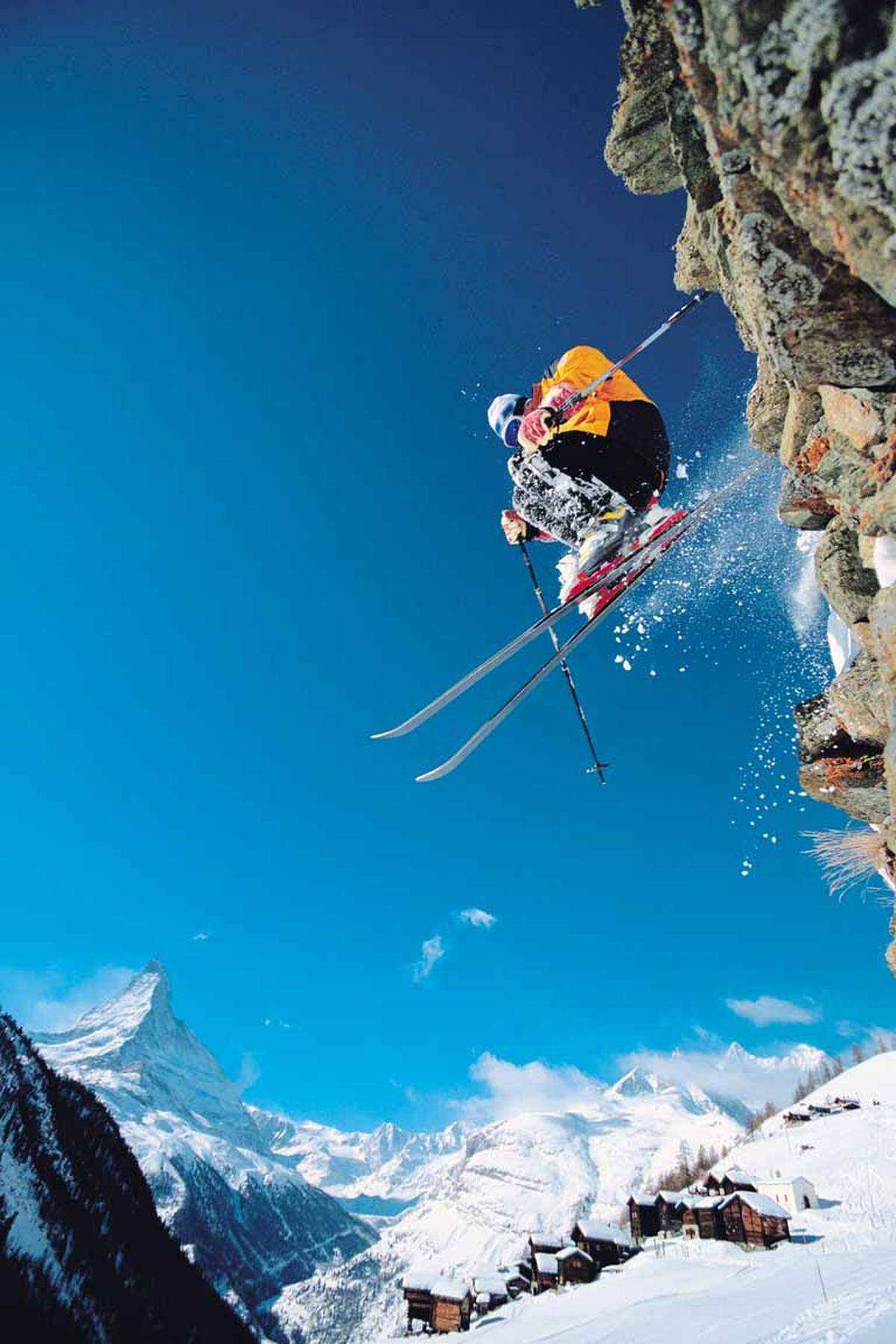 Skifahren am Schweizer Matterhorn.