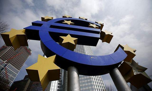The Euro currency sign is seen in front of the European Central Bank headquarters in Frankfurt