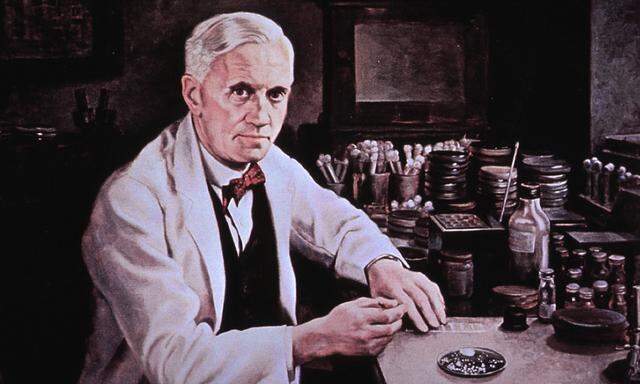 Der Bakteriologe Alexander Fleming mit seinen verschimmelten Petrischalen. Gut, dass er sie nicht gleich weggeworfen hat.