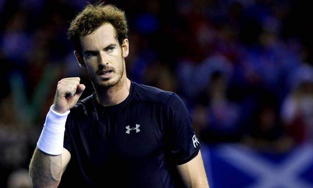 Andy Murray of Great Britain celebrates during the Semi Final of the Davis Cup versus Australia at t