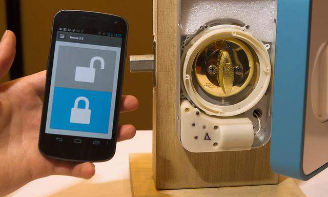 The Lockitron by Apigy Inc. is displayed during the Consumer Electronics Show in Las Vegas
