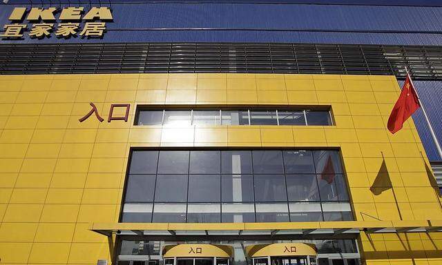The entrance of an IKEA store is seen in Beijing