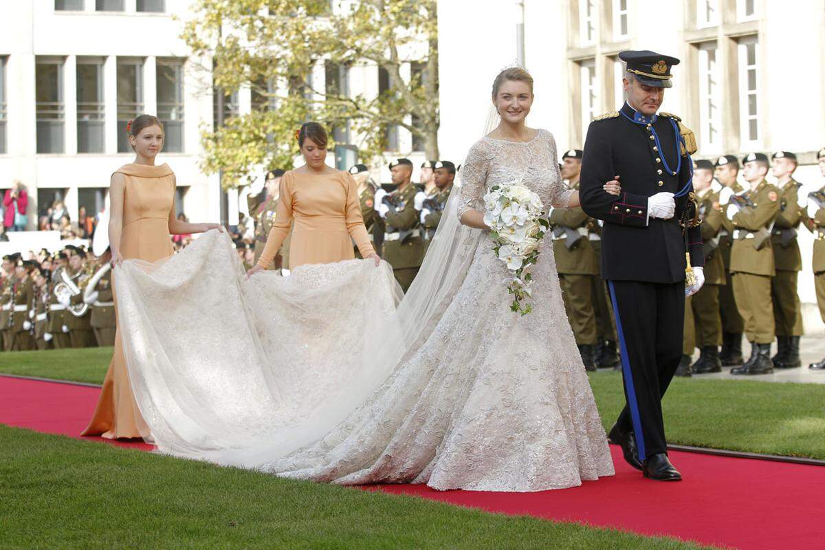 Bei der Hochzeit von Prinz Guillaume von Luxemburg und Stephanie de Lannoy war 2012 das Who-is-who des europäischen Adels vertreten, dazu passend trug sie ein Kleid von Elie Saab.