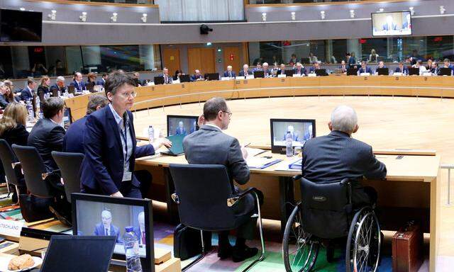 EU finance ministers attend a meeting in Brussels