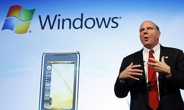 Microsoft CEO Steve Ballmer speaks during a news conference at Mobile World Congress in Barcelona
