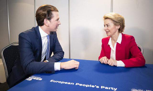 ÖVP-Chef Kurz im Gespräch mit der designierten EU-Kommissionsvorsitzenden, Ursula von der Leyen.