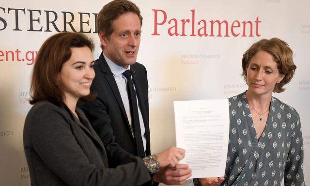 Alma Zadic (Pilz), Kai Jan Krainer (SPÖ) und Stephanie Krisper (Neos) 