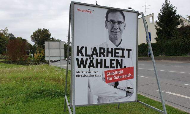 Ein Wahlplakat der ÖVP-Vorarlberg mit Landeshauptmann Markus Wallner 