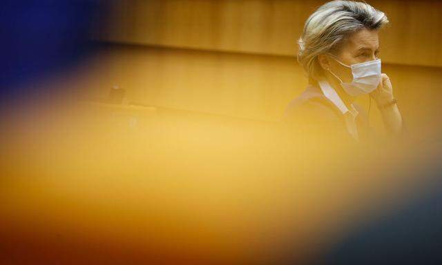 Ursula von der Leyen am Mittwoch bei ihrer Aussprache vor dem Europäischen Parlament in Brüssel.