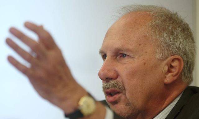 Austrian National Bank Governor Nowotny presents the bank's 2015-2017 economic forecast for Austria