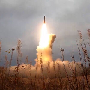 A Yars intercontinental ballistic missile is test-fired as part of Russia s nuclear drills from a launch site on October