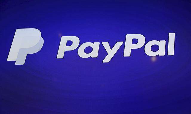 The PayPal logo is seen during an event at Terra Gallery in San Francisco
