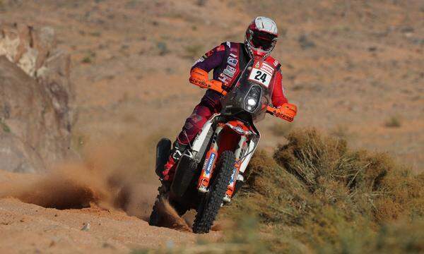 Motocross-Star Toni Mulec während einer Rally in Saudi-Arabien.