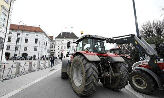 Österreichische Bauern bei einem Protest in der Wiener Innenstadt.
