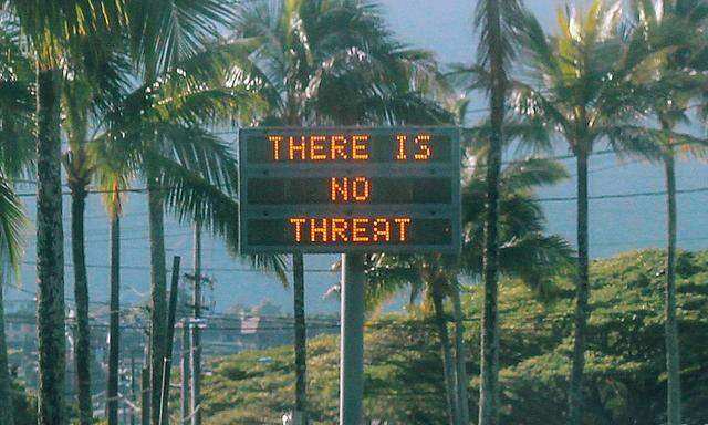 "Es gibt keine Bedrohung", auf Hawaii kam nach 38 Minuten die Entwarnung.